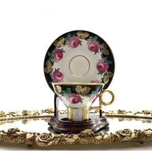 Tea Cup and Saucer Floral Design Mitterteich Bavaria Vintage Collectibles Decor